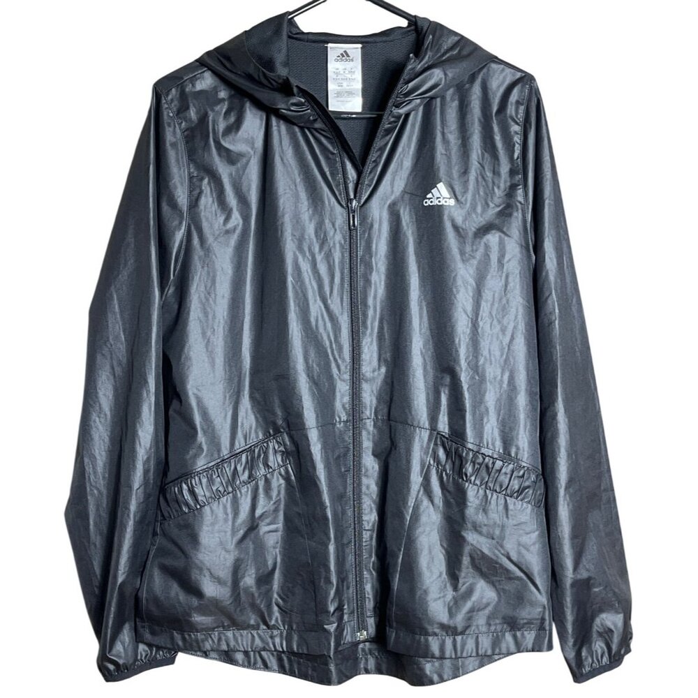 Adidas Jacket Black Windbreaker Sportswear Lightweight Athletic Basic Womens M